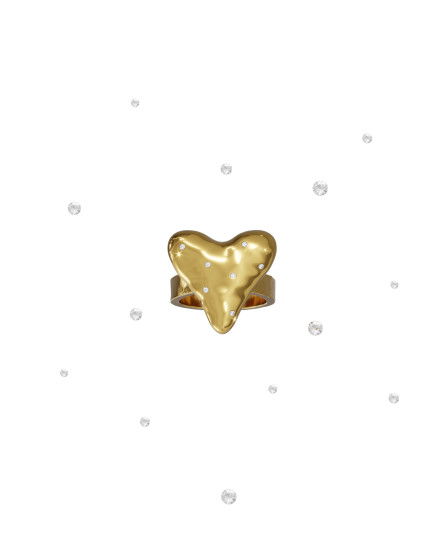 Ring heart with diamonds gilding