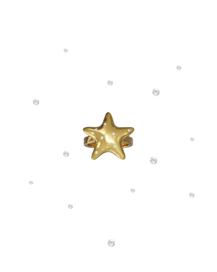 Star ring with diamonds gilding