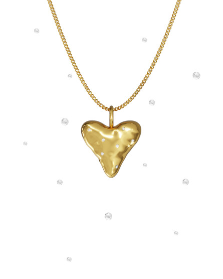 Necklace Heart with diamonds gilding