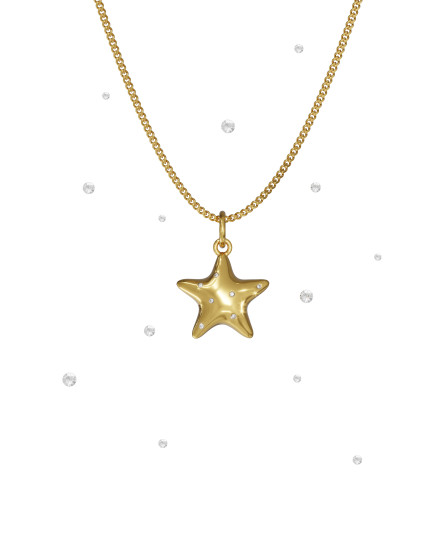 Necklace star with diamonds - Make a wish gilding