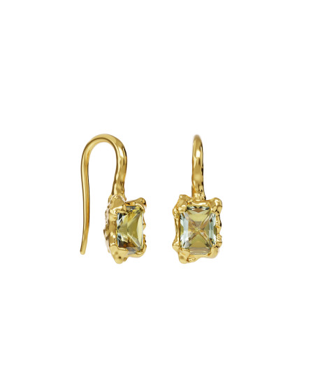 Earrings new classic w/ green amethyst gilding