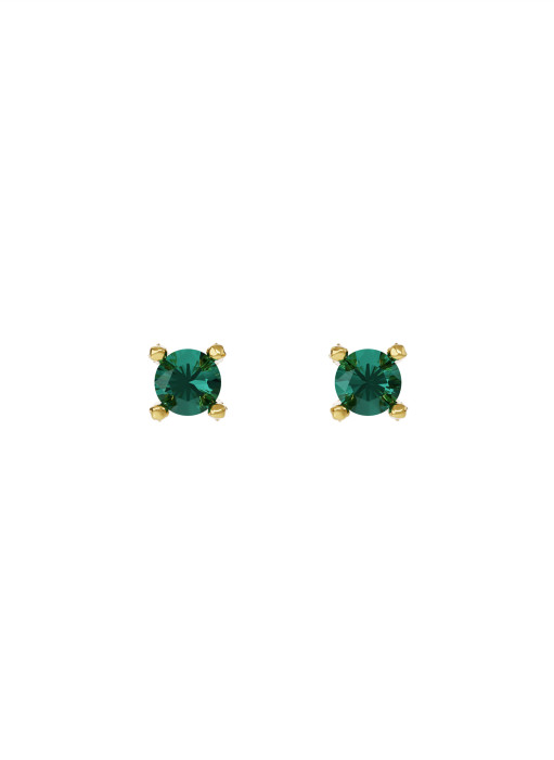 Earrings new classic mini w/ green quartz yellow gold