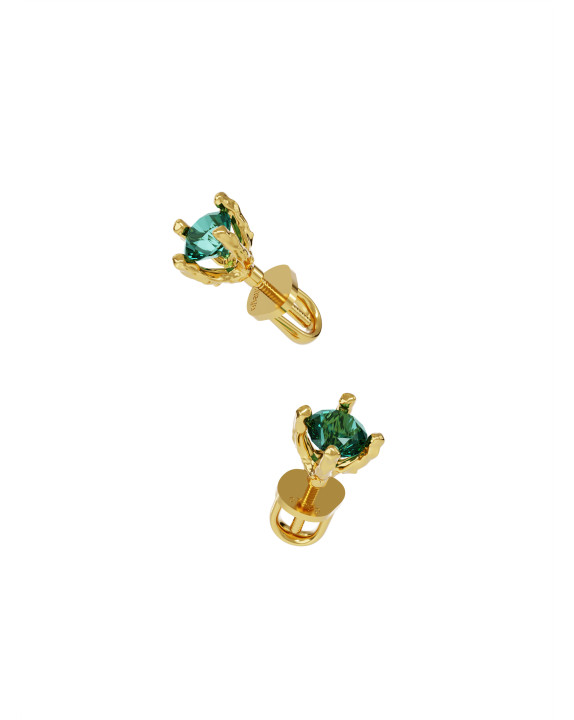 Earrings new classic mini w/ green quartz gilding