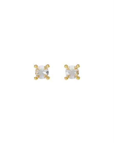 Earrings new classic mini w/ white quartz gilding