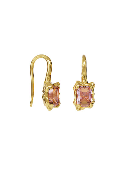 Earrings new classic w/ pink topaz gilding