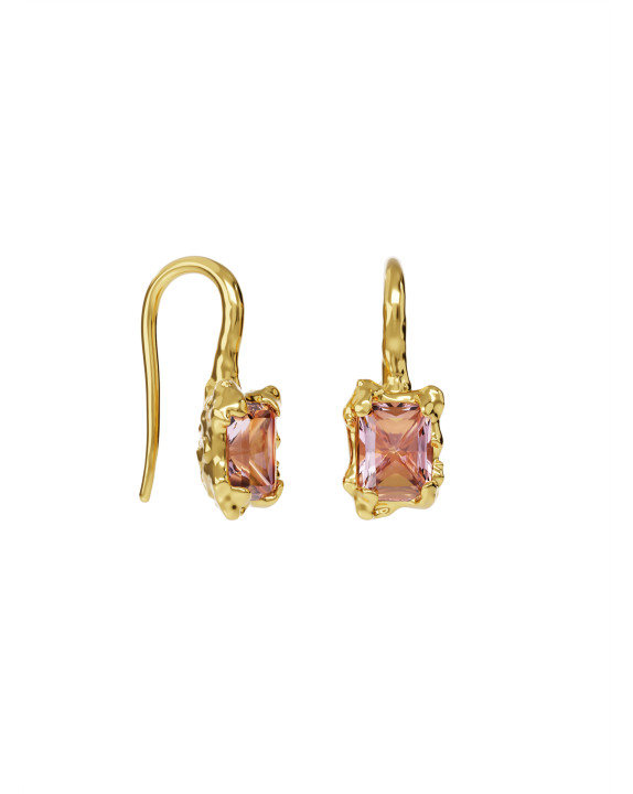 Earrings new classic w/ pink topaz yellow gold