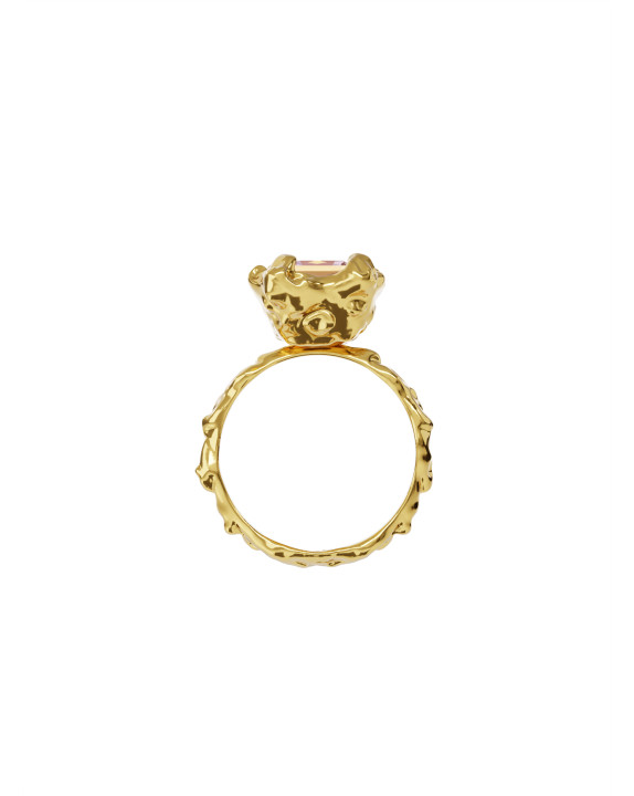 Ring New classic w/ pink topaz yellow gold