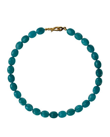 Pendant-necklace with with aquamarine gilding