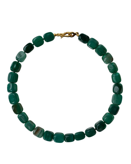 Pendant-necklace with green agate gilding