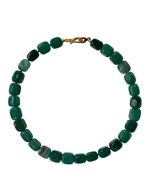 Pendant-necklace with green agate gilding