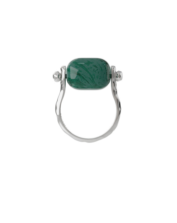 Ring with green agate and citrine silver
