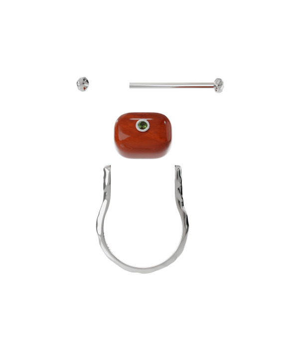 Ring with orange agate and peridot silver