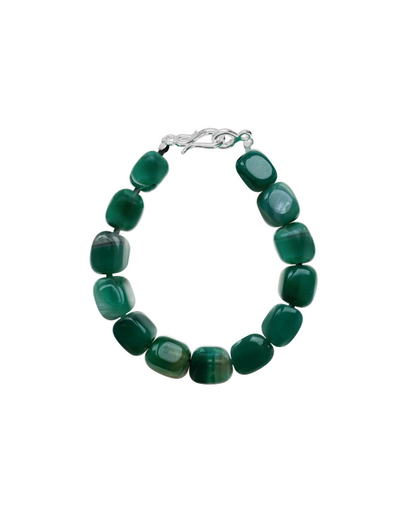 Bracelet with green agate silver