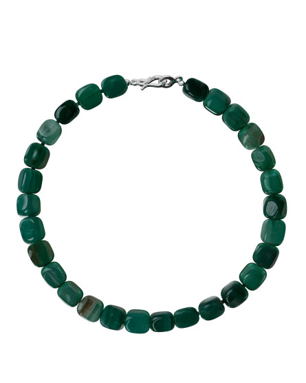 Pendant-necklace with green agate silver