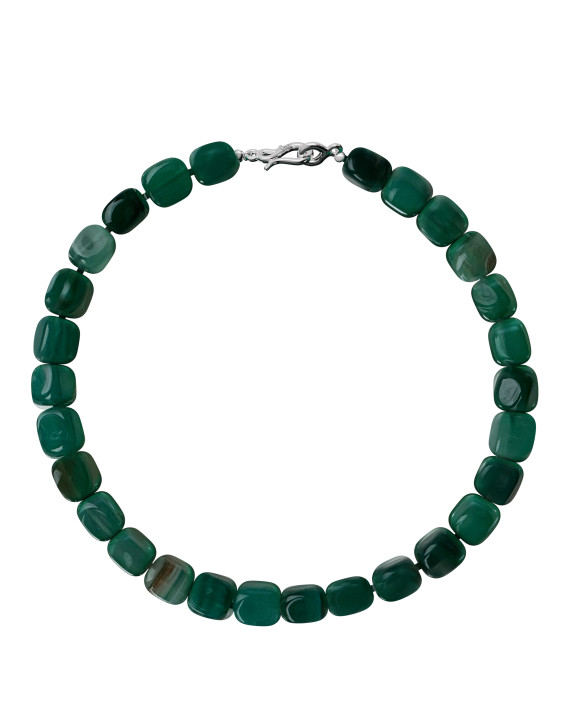 Pendant-necklace with green agate silver