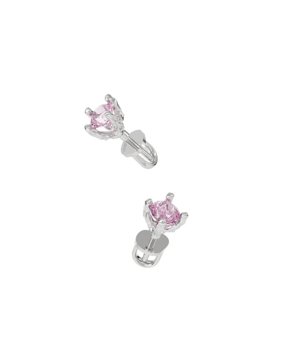 Earrings New Classic mini w/ pink topaz silver