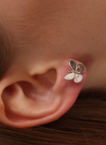 Earrings butterfly with an additional earring Summer in the village silver