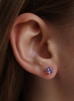 Earrings new classic mini w/ purple amethyst silver