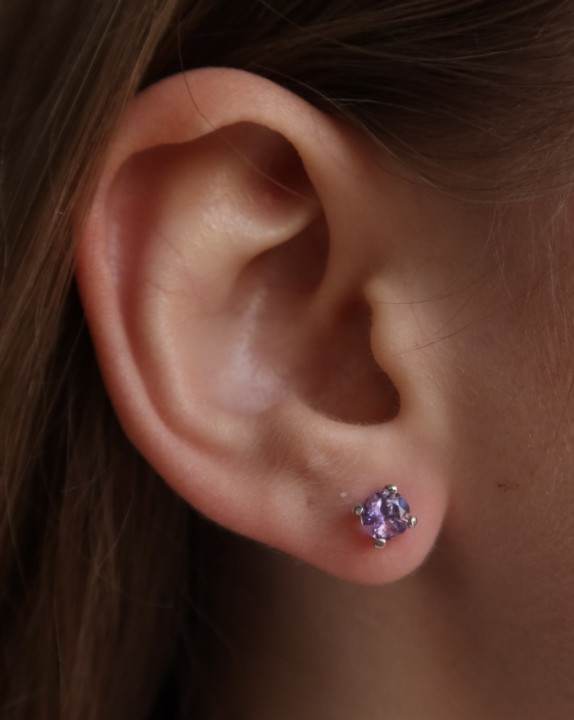 Earrings new classic mini w/ purple amethyst